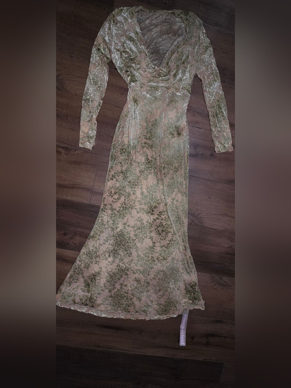 NWT Missguided Burnout Velvet Sheer Floral Maxi Dress Size Large | SHEIN - Picture 3 of 7